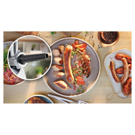 Мясорубка BOSCH MFWS420W, мощность 1900 Вт, производительность 2,5 кг/мин, металлический шнек, реверс