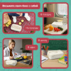 Ланч-бокс контейнер, 1 секция, 3 отделения, 1,4 л, ложка, вилка, 8х21х14 см, бежевый, JOYLUX (ДЖОЙЛЮКС) ECO, 609346
