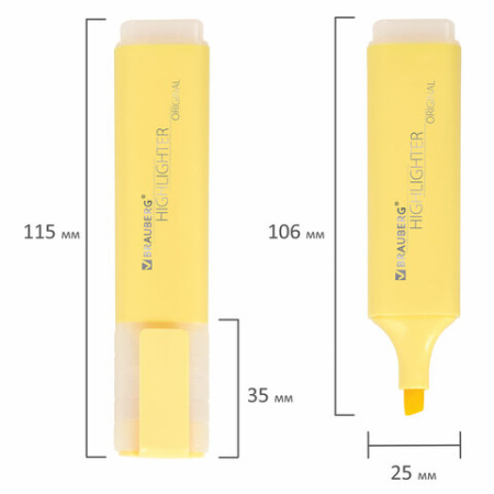 Набор текстовыделителей 4 ЦВЕТА, BRAUBERG "ORIGINAL PASTEL", линия письма 1-5 мм, 151697