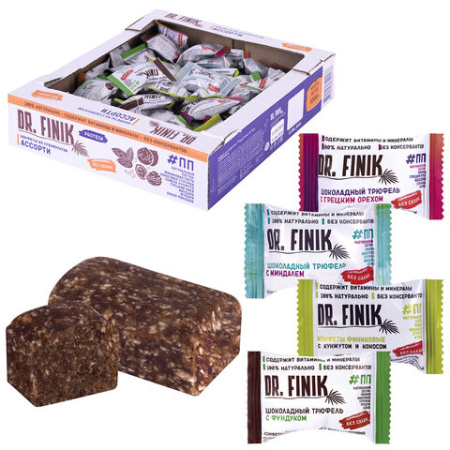 Конфеты финиковые DR.FINIK ассорти (фундук, миндаль, грецкий орех, кунжут), без сахара, 1000 г
