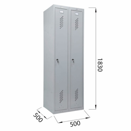 Шкаф металлический для одежды BRABIX "LK 21-50", 2 секции, 1830х500х500 мм, 29 кг, 291379