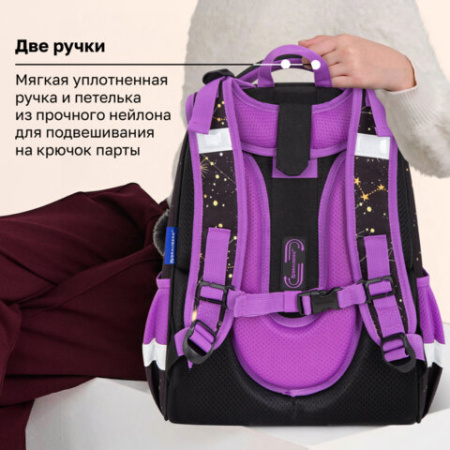 Ранец BRAUBERG ORIGINAL, 2 отделения, с брелоком, "Космический кот", 38х29х16 см, 274403
