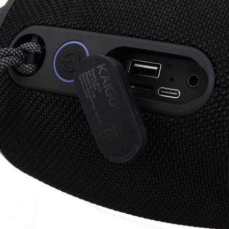 Колонка портативная влагозащищенная KAIGO (КАЙГО) BT10T, 10 Вт, Bluetooth, USB, Micro SD, AUX, RGB, TWS, IPX7, черная, 514224