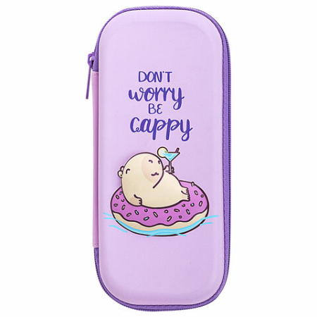 Пенал BRAUBERG, 1 отделение, 1 откидная планка, EVA, 22х10х5 см, "Capybara", 272335