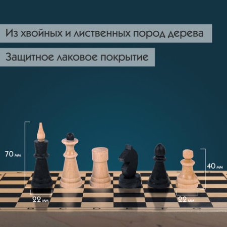 Шахматы классические, деревянные, лакированные, доска 29х29 см, ЗОЛОТАЯ СКАЗКА, 664669