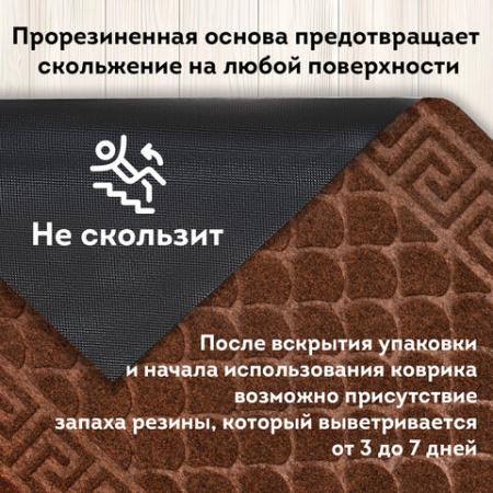 Коврик придверный 60х90 см, ВЕНГЕ, грязезащитный, 430 г/м2, фактурный рисунок ЧЕШУЙКИ, ЛЮБАША, 701062