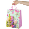 Пакет подарочный (1 штука) 26x13x32 см, ЗОЛОТАЯ СКАЗКА "Spring Flowers", глиттер, розовый, 608247