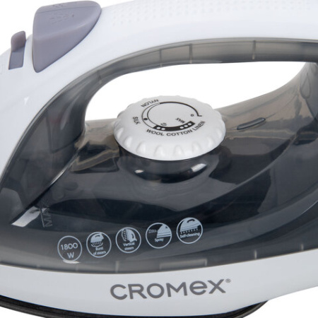 Утюг паровой CROMEX (КРОМЕКС) SI-103, 1800 Вт, антипригар. покрытие, паровой удар, вертикальн. отпаривание, самоочистка, серый/белый, 458314