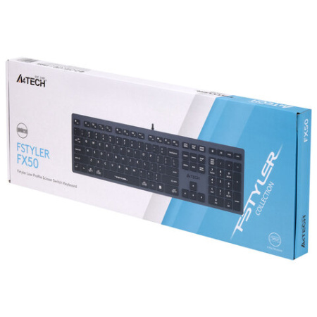 Клавиатура проводная A4TECH Fstyler FX50, USB, 109 кнопок, серая, 1624628