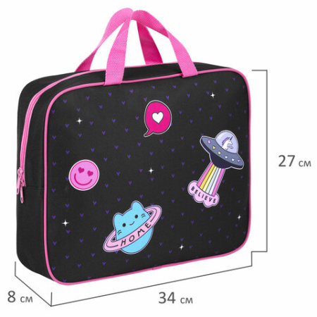Папка на молнии с ручками BRAUBERG А4, 1 отделение, полиэстер, 80 мм, "Space sweets", 272175