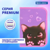 Пенал BRAUBERG, 1 отделение, 2 откидные планки, полиэстер, 21х14 см, "Кошачьи лапки", 273526