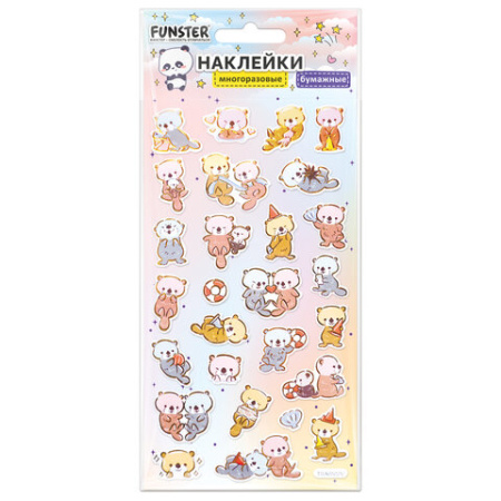 Наклейки бумажные 17,5х9,5 см, ассорти 12 видов, FUNSTER (ФАНСТЕР), 666676
