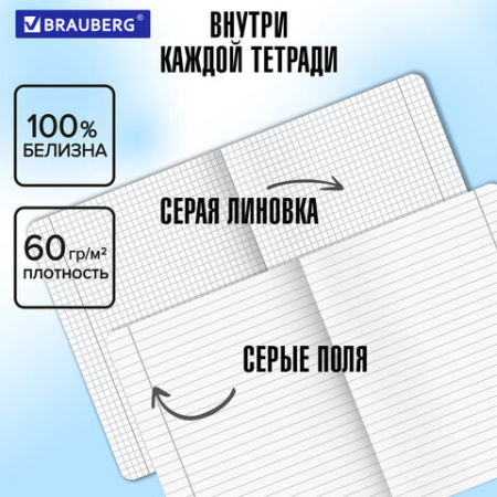 Тетради предметные, КОМПЛЕКТ 12 ПРЕДМЕТОВ, 48 л., SoftTouch, BRAUBERG "РИТМ", 405181