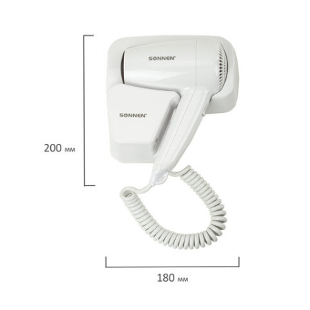 Фен для волос настенный SONNEN HD-2101 ULTRA PLUS, 1300 Вт, 2 скорости, белый, 608481