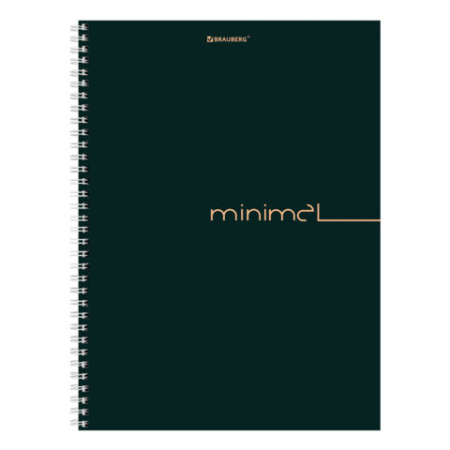 Тетрадь А4, 120 л., BRAUBERG, гребень, клетка, матовая ламинация, "Минимал Цвет", 405642
