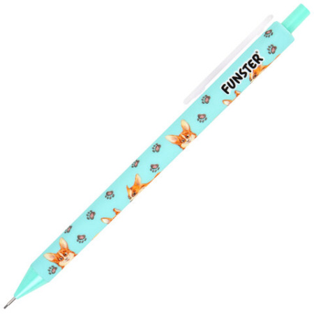 Карандаш механический 0,7 мм с принтом FUNSTER (ФАНСТЕР) "CORGI", корпус soft-touch ассорти, 182060