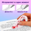 Корректирующая лента BRAUBERG RED POWER, 5 мм х 6 м, корпус прозрачный, механизм перемотки, европодвес, 220641