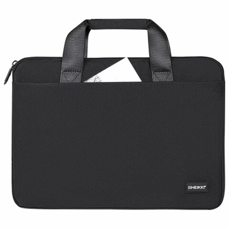 Сумка портфель HEIKKI ULTRA (ХЕЙКИ) с отделением для ноутбука 15,6", Total black, черная, 28х39х3 см, 272609