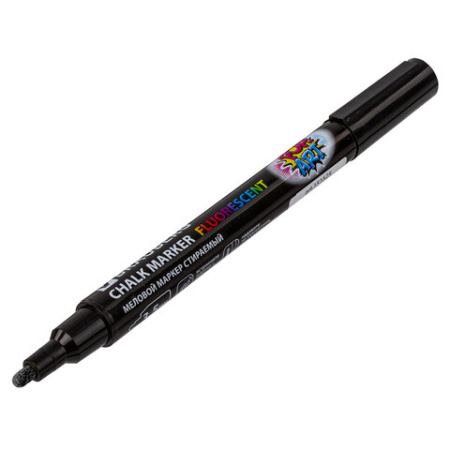 Маркер меловой "POP-ART" ЧЕРНЫЙ, 3,5 мм, стираемый, для гладких поверхностей, BRAUBERG, 151525