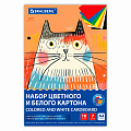 Набор картона БЕЛЫЙ + ЦВЕТНОЙ А4 мелованный, 10 листов (белый 4 листа + цветной 6 листов), в папке, BRAUBERG