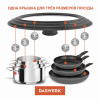 Крышка для любой сковороды и кастрюли универсальная 3 размера (24-26-28 см) серая, DASWERK (ДАСВЕРК), 607591
