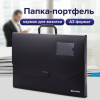 Папка-портфель пластиковая БОЛЬШОГО ФОРМАТА BRAUBERG "ПОРТФОЛИО", А3 (445х310х30 мм), черная, РОССИЯ, 226023