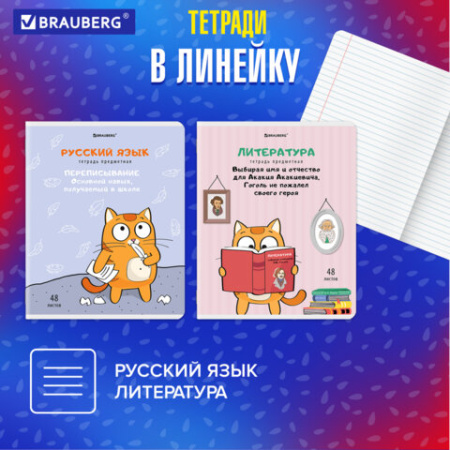 Тетради предметные, КОМПЛЕКТ 12 ПРЕДМЕТОВ, 48 л., TWIN-лак, BRAUBERG, "КОТ-ЭНТУЗИАСТ", 404609