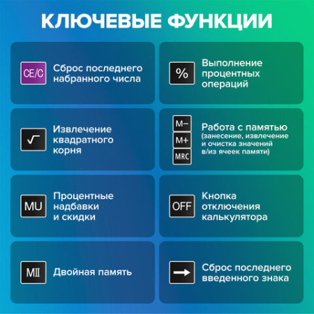 Калькулятор настольный BRAUBERG EXTRA COLOR-12-BKPR (206x155 мм),12 разрядов, двойное питание, ЧЕРНО-ФИОЛЕТОВЫЙ, 250480
