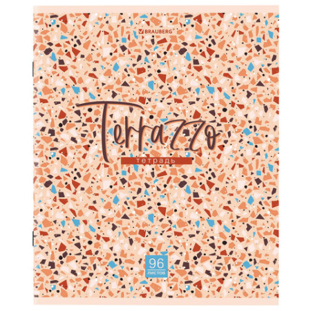 Тетрадь А5 96 л. BRAUBERG скоба, клетка, обложка картон, "Terrazzo" (микс в спайке), 404437