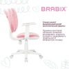 Кресло детское BRABIX "Fancy MG-201W", с подлокотниками, пластик белый, ткань вельветовая, розовое, 533009