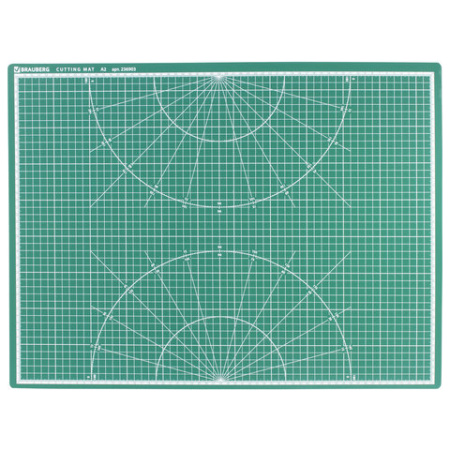 Коврик (мат) для резки BRAUBERG, 3-слойный, А2 (600х450 мм), двусторонний, толщина 3 мм, зеленый, 236903