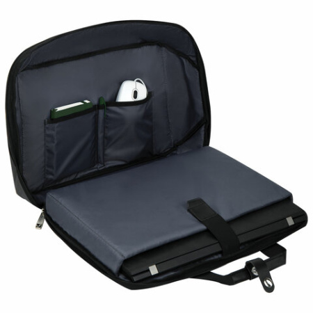 Сумка портфель BRAUBERG MODERN с отделением для ноутбука 15-16", откидная крышка, серая, 29х42х11 см, 270828