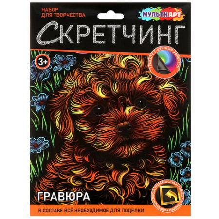 Гравюра в технике скретчинг, АССОРТИ 15 видов, 18х24 см, цветная основа, МУЛЬТИ АРТ, 5957