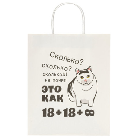 Пакет подарочный (1 штука) 26х13х32 см (L) "Funny Mix", ассорти, крафт, ЗОЛОТАЯ СКАЗКА, 700820