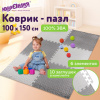 Коврик-пазл 1,5х1 м, серый, светло-серый, 6 элементов, 50х50 см, толщина 1 см, ЮНЛАНДИЯ, 664810