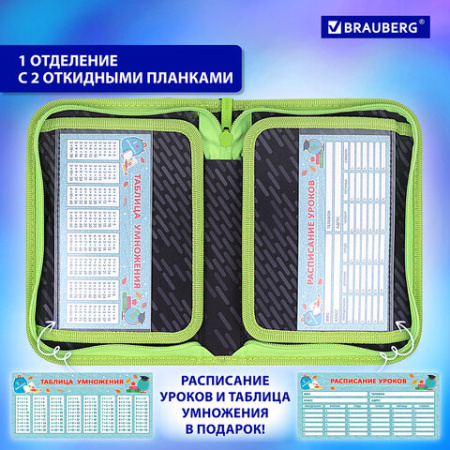 Пенал BRAUBERG, 1 отделение, 2 откидные планки, полиэстер, 21х14 см, "Gunsight", 271517