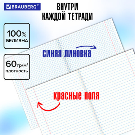 Тетради предметные, КОМПЛЕКТ 12 ПРЕДМЕТОВ, 48 л., обложка картон, BRAUBERG, "КЛАССИКА SCIENCE", 404843