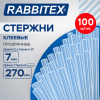 Клеевые стержни прозрачные, клейкость СТАНДАРТ (ремонт, хобби), 7х270 мм, 100 штук, RABBITEX (РАББИТЕКС), 671482