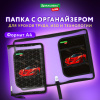 Папка для труда на молнии BRAUBERG KIDS А4, 1 отделение, прозрачная, органайзер, "Красная машина", 272209