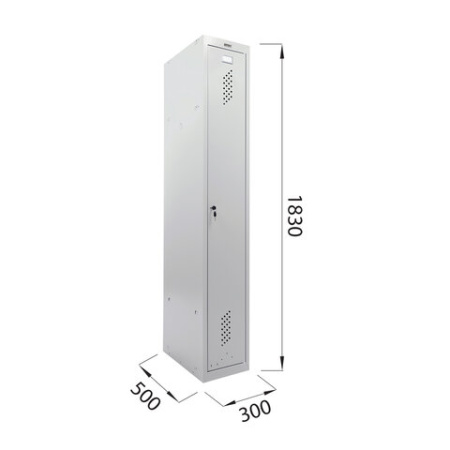 Шкаф металлический для одежды BRABIX "LK 11-30", УСИЛЕННЫЙ, 1 секция, 1830х300х500 мм,18 кг, 291127, S230BR401102