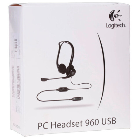 Наушники с микрофоном (гарнитура) LOGITECH PC 960, проводная, компьютерная, 2,4 м, стерео, USB, черная