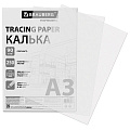 Калька А3 ВЫСОКОЙ ПРОЗРАЧНОСТИ, ПЛОТНАЯ, для печати и творчества, 90 г/м2, 250 листов, BRAUBERG