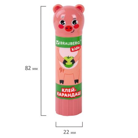 Клей-карандаш "Зверята: кошка, мышка, хрюшка", 9 г, фигурный колпачок, 3 шт./блистер, BRAUBERG KIDS, 271141