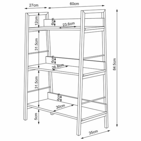 Стеллаж на металлокаркасе BRABIX "LOFT SH-002", 600х350х845 мм, цвет дуб натуральный, 641233