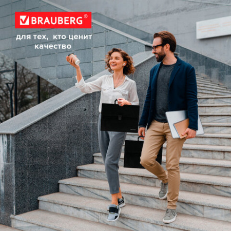 Папка-портфель пластиковая BRAUBERG А4 (332х245х35 мм), 13 отделений, фактура диагональ, черная, 221375