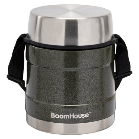 Термос 1 л для еды/напитков с широким горлом, BOOMHOUSE (БУМХАУС) RIBBED, контейнер, нержавеющая сталь SUS304, 700322