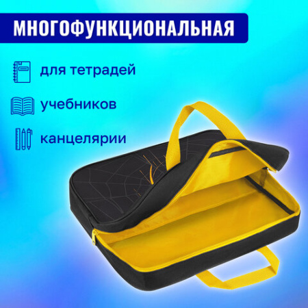 Папка на молнии с ручками BRAUBERG А4, 1 отделение, полиэстер, 80 мм, "Venomous spider", 271485