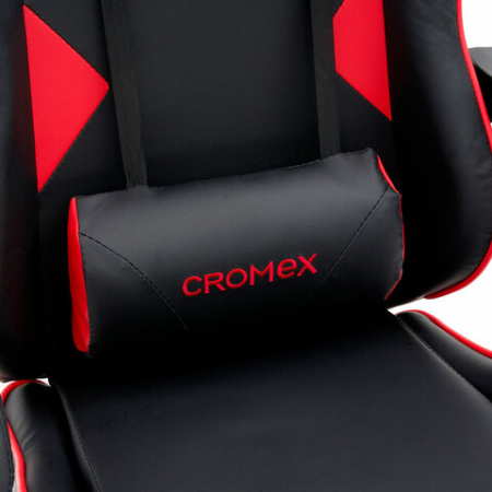Кресло компьютерное CROMEX (КРОМЕКС) "Joker GM-125", две подушки, экокожа, черное/красное, 532954