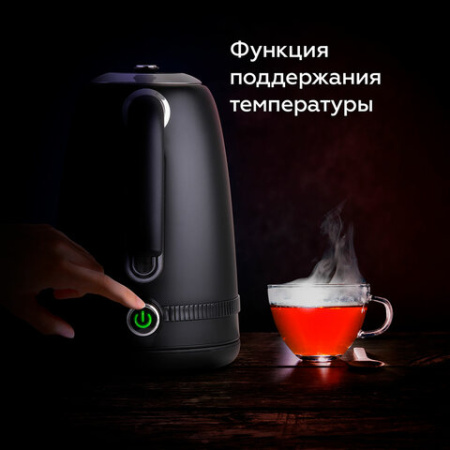 Чайник BQ (БИ-КЬЮ) KT1724SW, 1,7 л, 2200 Вт, закрытый нагревательный элемент, ТЕРМОРЕГУЛЯТОР, черный, 86195511