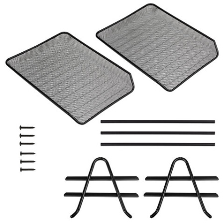 Лоток горизонтальный металлический для бумаг, 2 секции, BRAUBERG "Germanium", А4 (355х205х295 мм), черный, 231950